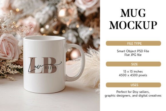 Download Romantic Christmas Mug Mockup PSD &amp; JPG - Christmas mug mockup Collection